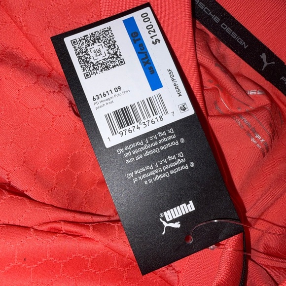 New Men’s Puma Porsche Design Rare Polo Shirt Size Peach Golf - Picture 7 of 8